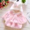 Cute Baby Girl Hooded Rabbit Ears Cape Coat Warm Fleece Outerwear