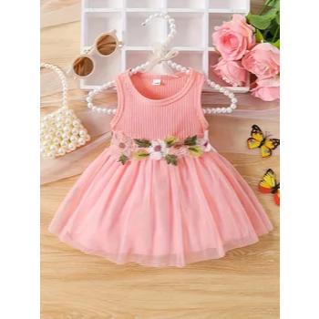 4237-1d5714.jpeg Baby Girl Floral Mesh Party Dress Sleeveless Princess Dress