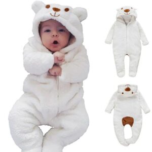 Infant Bear Hooded Bodysuit Long Sleeve Baby Romper