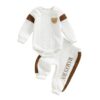 Baby Boy Knit Romper and Pants Set Bear Embroidered 2-Piece Outfit