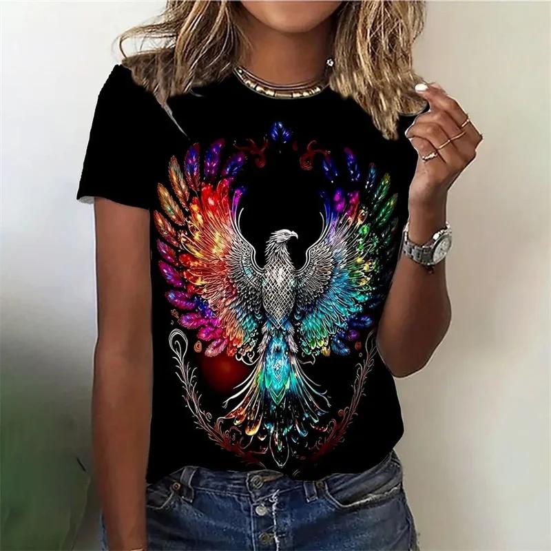 4490-51cf68.jpeg Phoenix Graphic Print Women's Round Neck Short Sleeve T-Shirt