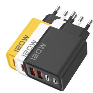 120W Quick Charge 3.0 4-Port USB and USB-C PD Fast Charger – Universal Multi-Port Wall Adapter