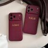 Personalized Leather iPhone Case – Custom Name and Initial Gold Foil Cover