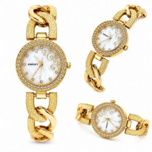 Kingsky Gold Women's Quartz Watch with Crystal Dial