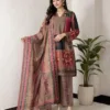 Stylish Printed Lawn Suit - 3 Pcs Set with V-Neck Design