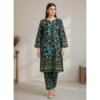 Women's Black Printed Polo Cotton Unstitched Suit