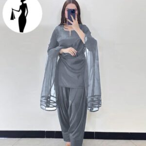 3Pcs Stitched Farshi Suit with Organza Dupatta