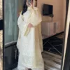 Premium Butter Beige Embroidered Lawn Cotton 3 Piece Suit for Women