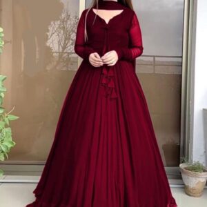 Women's Chiffon Maxi Dress with Dupatta and Trouser