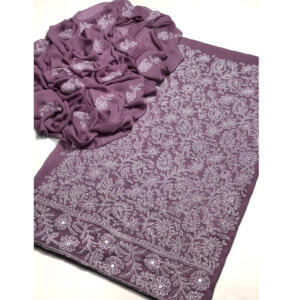 Women's Chiffon Chikankari Dress with Dupatta
