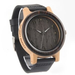 Stylish Wooden Urdu/Arabic Numeral Watch BOBO BIRD with Genuine Leather Band