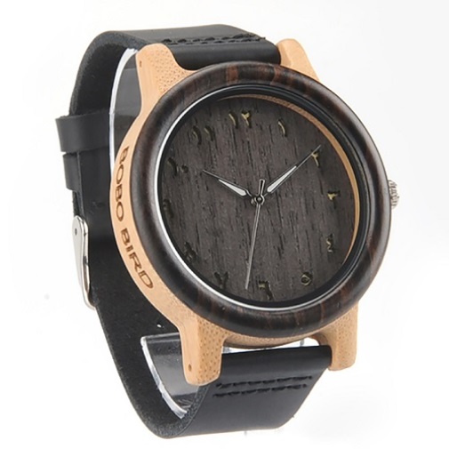 N16-a Stylish Wooden Urdu/Arabic Numeral Watch BOBO BIRD with Genuine Leather Band