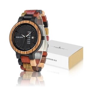 Handcrafted Colorful Wood Watch by BOBO BIRD Week and Date Features