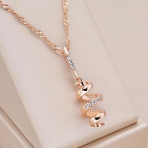 Kinel Women's Rose Gold Geometric Zircon Pendant Necklace