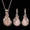 Elegant Waterdrop Rhinestone Jewelry Set 3-Piece Necklace and Earrings for Women