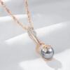 Women's Grey Pearl Zircon Pendant Necklace Luxury Rose Gold Jewelry