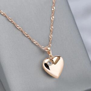 Women's Love Heart Zircon Necklace Rose Gold Wedding and Party Jewelry