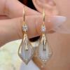 Women’s Rhombus Cat’s Eye Jewelry Set Elegant Geometric Pendant and Earrings