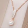 Kinel Flower Pearl Necklace Crystal Pendant 585 Rose Gold and Silver Color Boho Jewelry