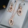 Women’s Double Hoop Drop Earrings Sparkling Zircon 585 Rose Gold Color Jewelry