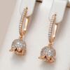 Kienl Shiny Zircon Long Drop Earrings Rose Gold Color Crystal Flower Jewelry