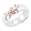 Women’s White Ceramic Ring – 7mm Rose Gold Color Fashion Jewelry