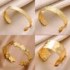 Women’s Vintage Gold Chunky Flower Bangle Luxury Wide Cuff Jewelry