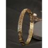 18K Gold Stainless Steel Great Wall Pattern Open Bracelet Retro Court Style