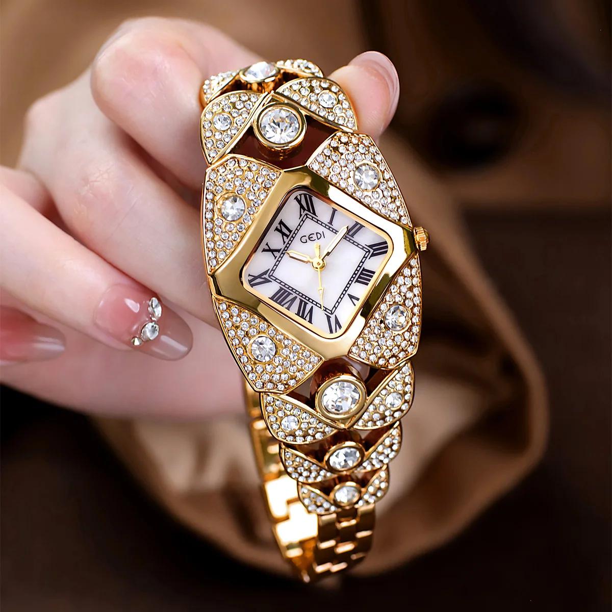 Elegant Women's Diamond-Inlaid Watch – Luxury Waterproof Quartz Bracelet Elegant Women's Diamond-Inlaid Watch – Luxury Waterproof Quartz Bracelet