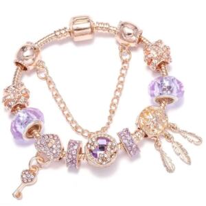 Women’s Rose Gold Butterfly Beaded Bracelet – Elegant Charm Jewelry