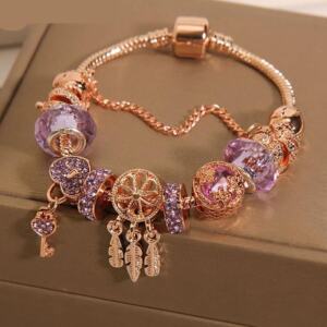 Lavender Purple Crystal Bracelet for Women – Dream Catcher Love Lock Jewelry