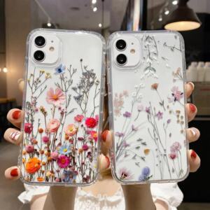 Floral Transparent iPhone Case Shockproof Soft Silicone Cover