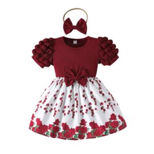 Baby Girls Butterfly Bow Floral A-Line Dress