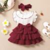 Baby Girl Red Wine 3-Layer Cupcake Dress