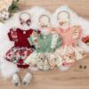 Newborn Baby Girl Bowknot Striped Jumpsuit Cute Floral Cotton Romper