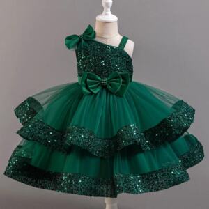 Baby Girls Flower Princess Sequin Dress Sleeveless Birthday and Wedding Party Outfit