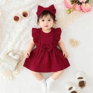 Newborn Girls Princess Bow Dress Cute Toddler Party Wear for 0-24 Months