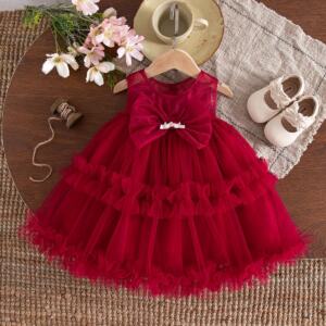 Girls Sweet Bow Party Dress Adorable Summer Birthday Outfit for Toddlers