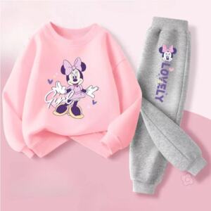 Girls O-Neck Sweatshirt and Pants Set Cute Casual 2 Piece Kids Tracksuit