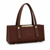 Classic Brown Women's Leather Shoulder Bag with Gold Accents