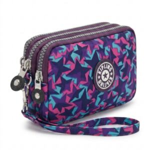 Women’s Printed Crossbody Style Purse Multi-Zipper Compact Handbag
