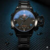 SHARK Men's Sport Watch – Black Stainless Steel Analog LED Watch with Blue Dial