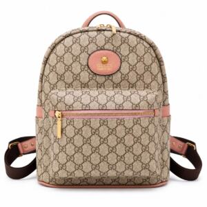 Stylish Pink Brown PU Leather Travel and Casual Backpack