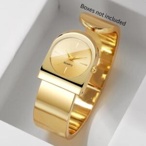 Luxury Gold Cuff Bracelet Watch for Women – Unique Dial Quartz
