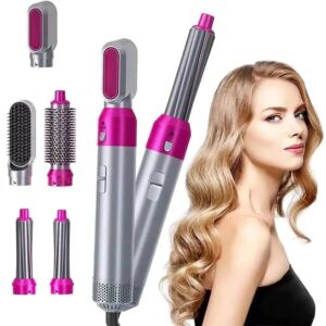 5-in-1 Hair Styler – Dryer, Straightener, Curler and Brushes