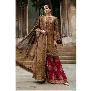 Maria.B Soiree 25 Luxury Lava Silk Embroidered 3 Piece Suit